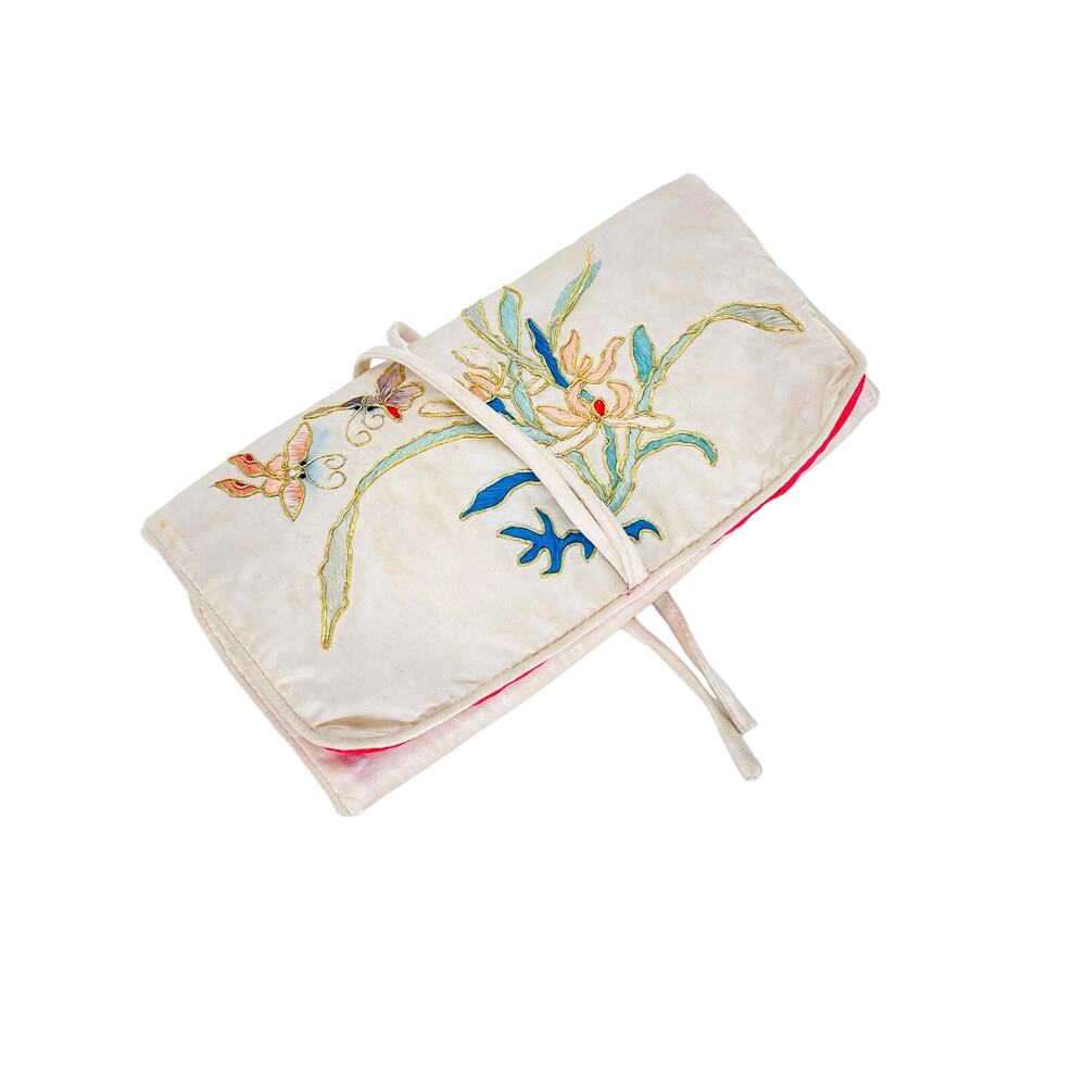 ~SOLD~ Y2K Vintage Japanese Embroidered Organizer Clutch